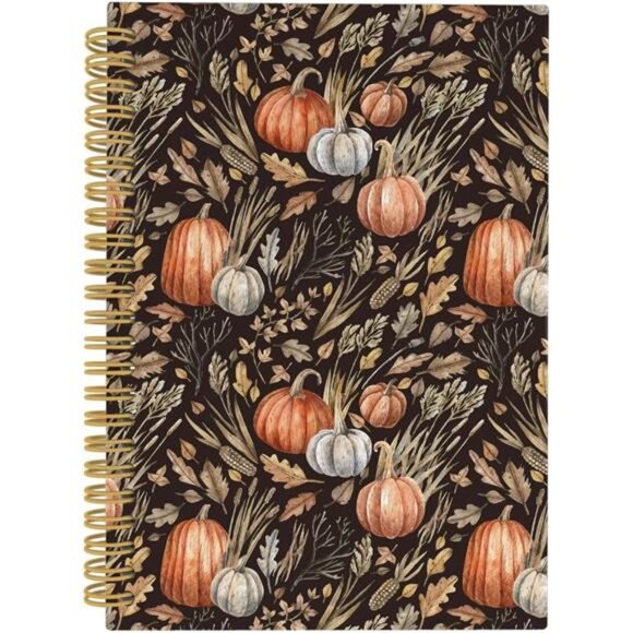 Fall Journal, Pumpkin Spiral Notebook,‎ Fall Decor, Rustic Autumn 5.5"x8.3" - Picture 1 of 8